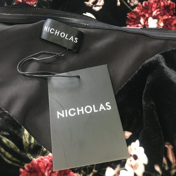 Nicholas One Shoulder Floral Velvet Mini Dress - NEW - Picture 7 of 12